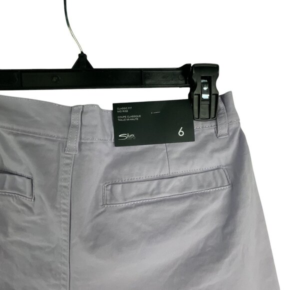 Silver Jeans Co. Womens Classic Fit Mid-Rise Shorts Sz 6 Light Gray Cotton Blend - Picture 6 of 7